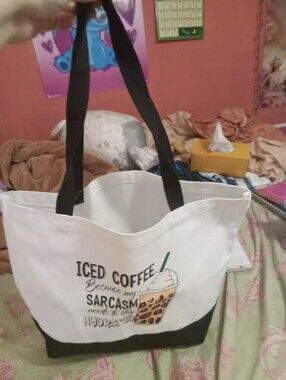 Women's Iced Coffee Design Canvas Tote Bag